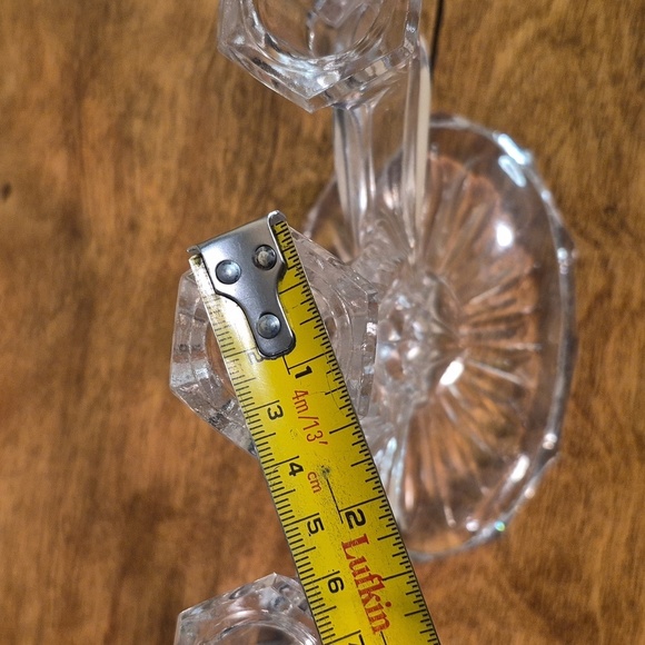 VINTAGE Clear Glass 3 Branch Taper Candle Holder Candelabrum - Picture 15 of 16